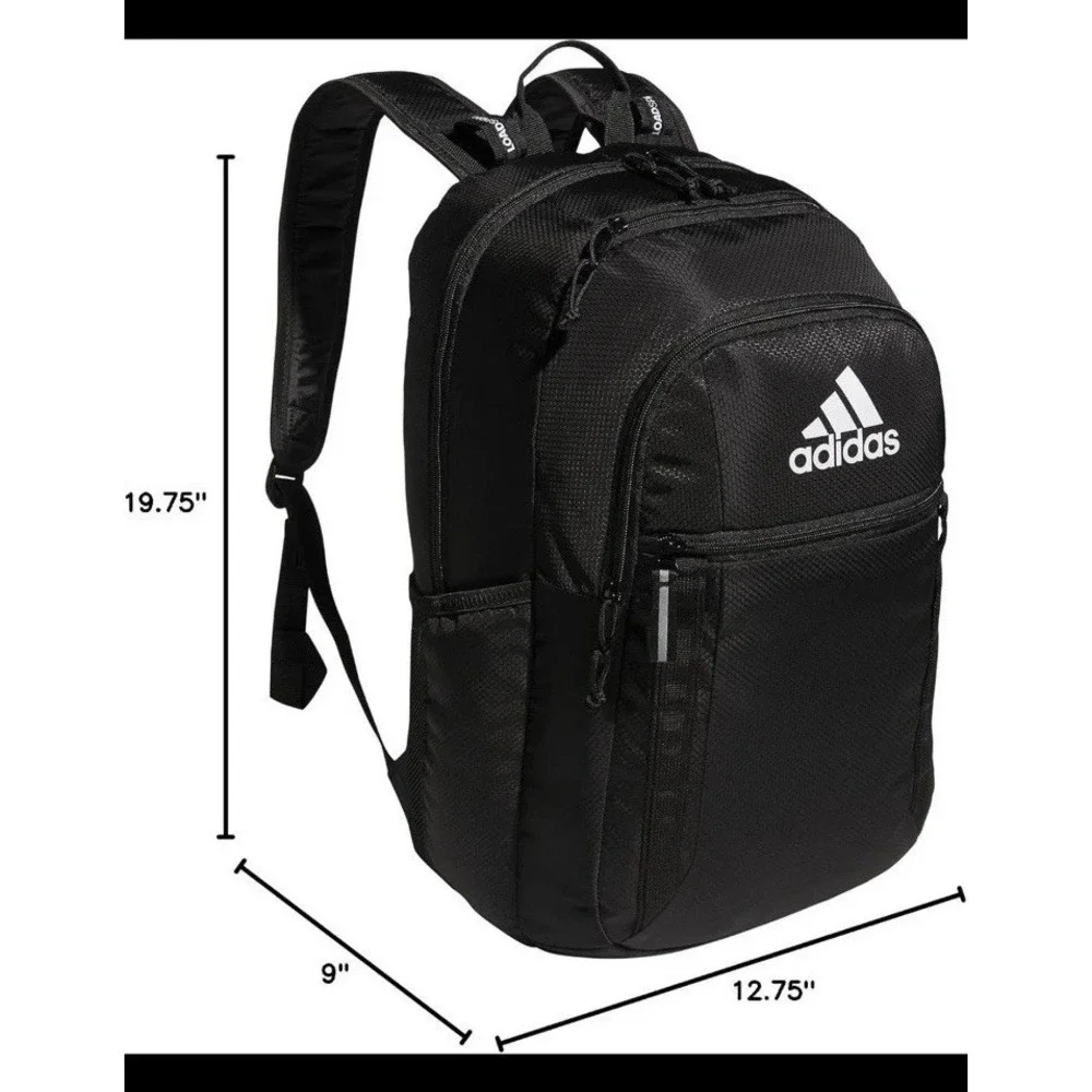 Adidas Excel 7 Backpack Black School Laptop Gym Workout Travel, 34L OSFA